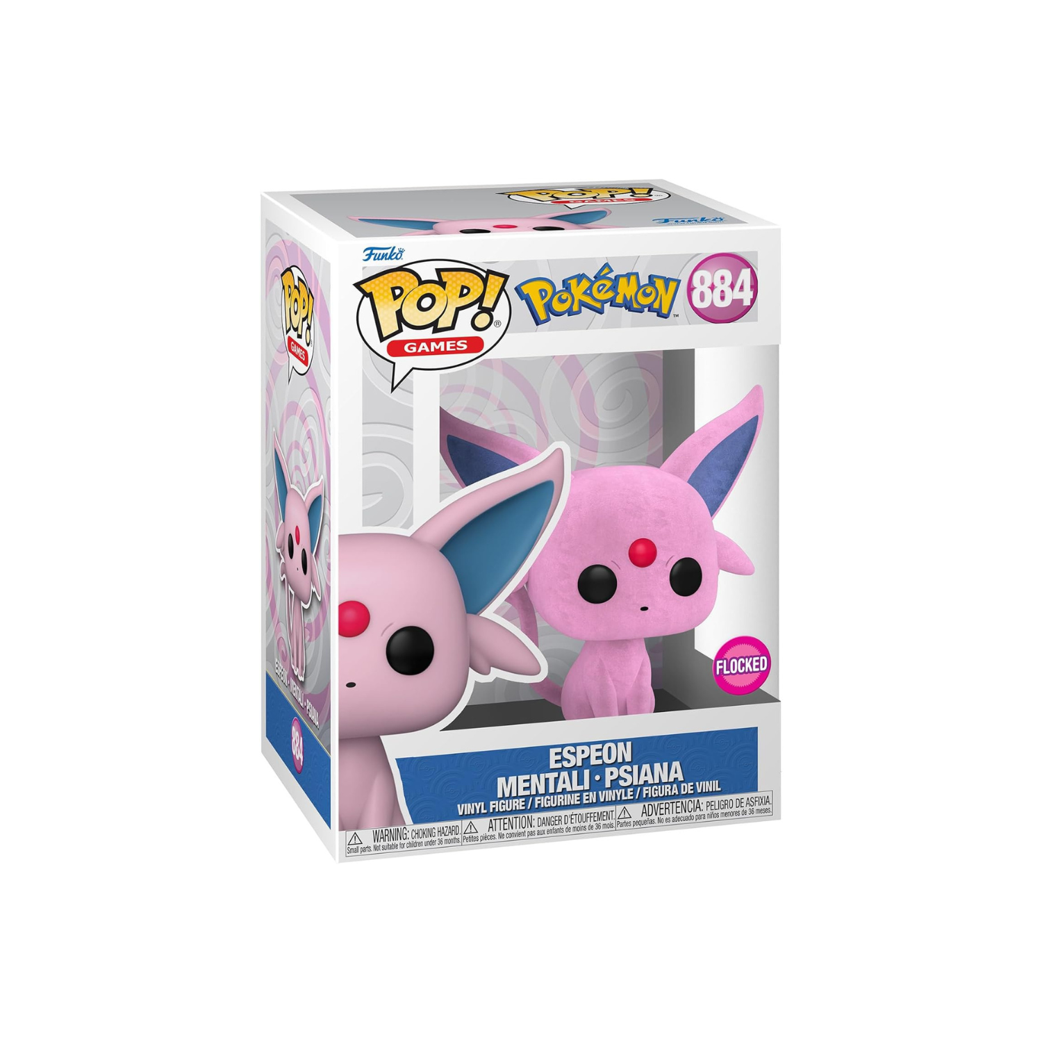 Funko POP! Pokémon Espeon #884 Flocked - statuina da collezione con finitura vellutata viola