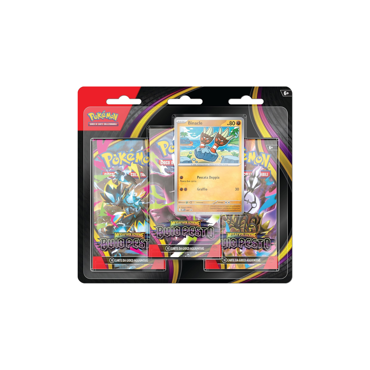 Blister Pokémon Megaevoluzione Buio Pesto con 3 bustine e carta promozionale Binarle in italiano