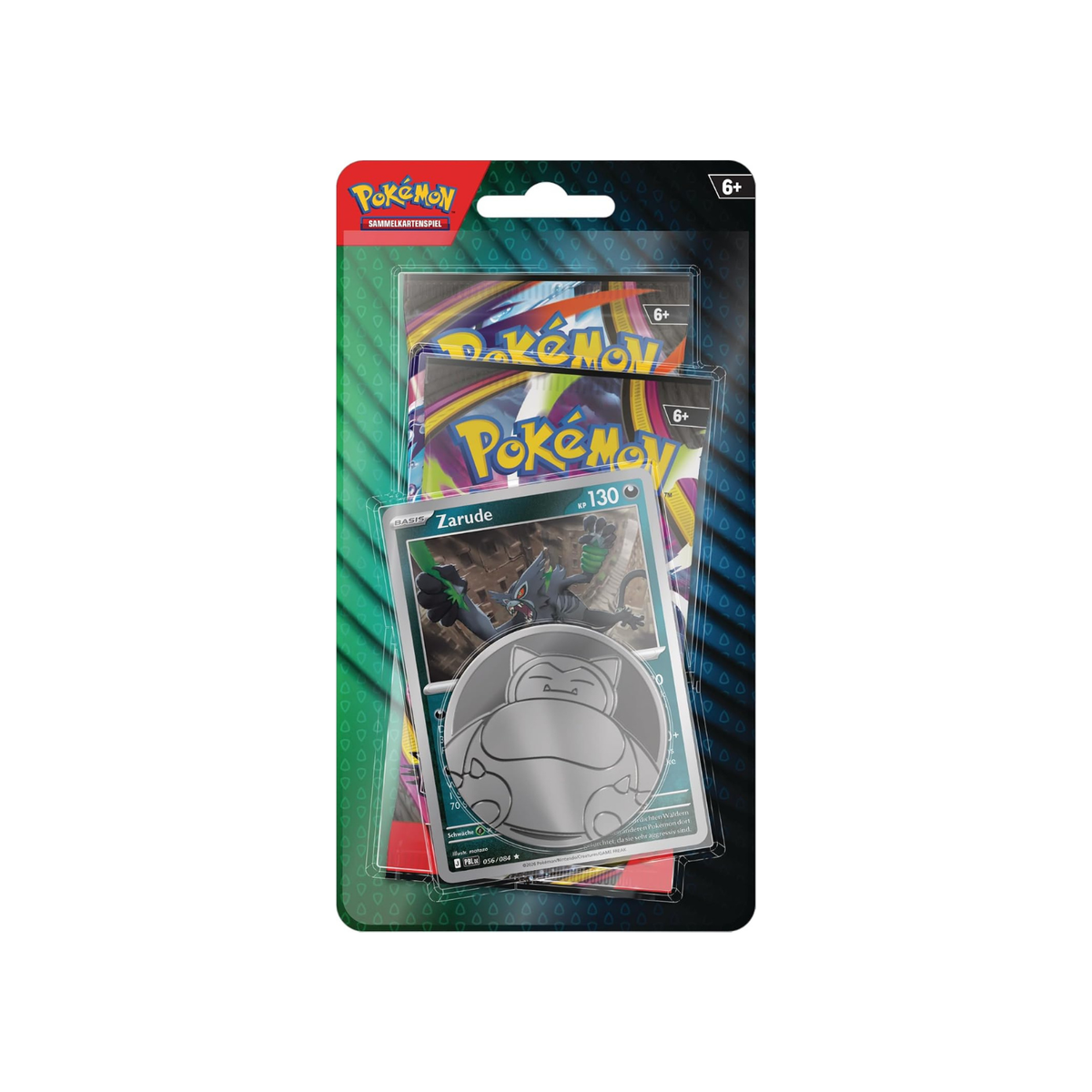 Blister Pokémon Megaevoluzione Buio Pesto e Caos Nascente con 2 bustine, carta promozionale Zarude e moneta da collezione Snorlax in italiano